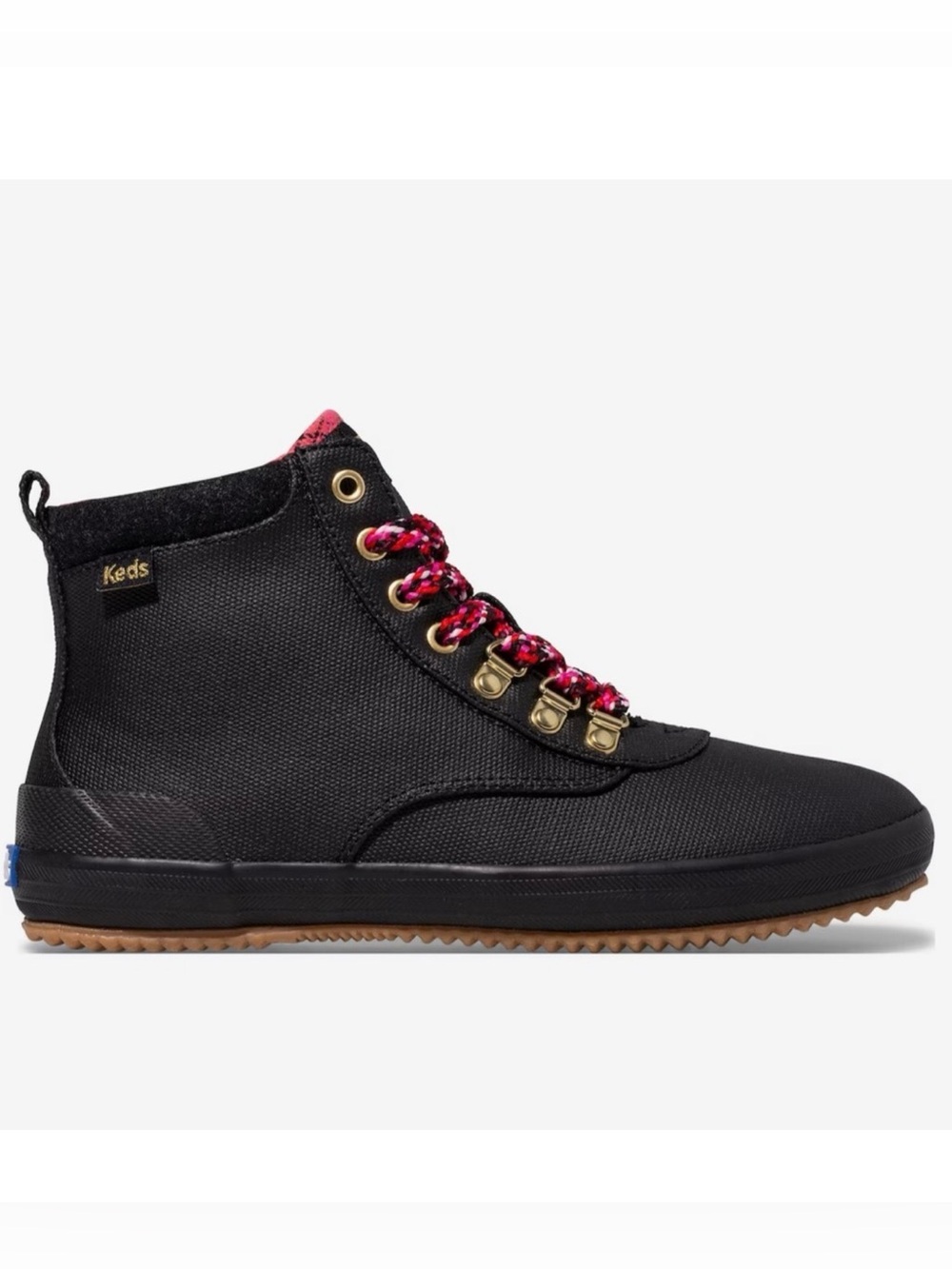 Keds Black Canvas High-Top Boots with Red Accent Laces